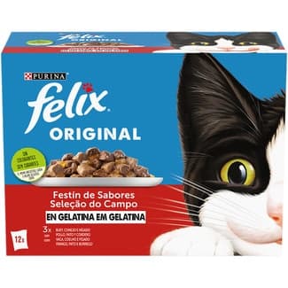 Comida húmeda para gatos selección de carne en gelatina caja 12 unidades bolsa 85 g -