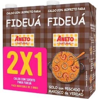 Caldo para fideuá de pescado y marisco con sofrito 100% natural pack 2 briks 1 l -