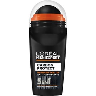 Desodorante roll-on masculino Carbon Protect 5 en 1 72h antitranspirante envase 50 ml fragancia fresca y limpia -