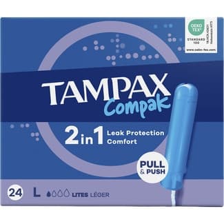 Compak 2 en 1 tampones con aplicador lites caja 24 unidades -