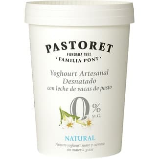 Yogur natural desnatado 0% m.g con leche de vacas de pasto envase 500 g -