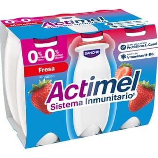 L. Casei con fresa desnatado 0% m.g. 0% azúcares añadidos sin gluten pack 6 unidades 100 g -