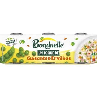 Un toque de guisantes sin azúcares añadidos pack 3 lata 65 g neto escurrido -