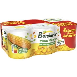 Maíz dulce en grano sin azúcares añadidos pack 6 latas 140 g neto escurrido -