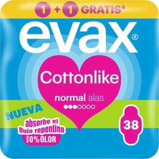 Cottonlike compresa con alas normal bolsa 38 unidades -