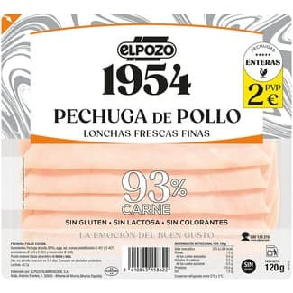 Edición 1954 pechuga de pollo lonchas finas sin gluten sin lactosa envase 120 g -
