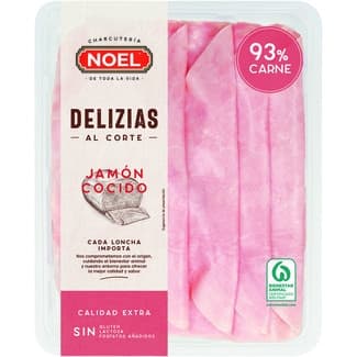 Delizias jamón cocido en lonchas sin gluten sin lactosa envase 120 g -