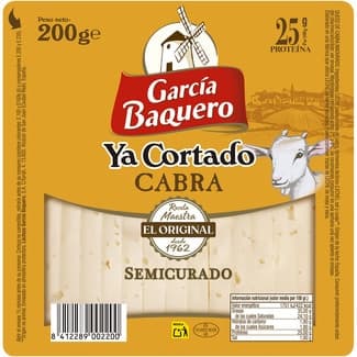 Queso de cabra semicurado elaborado con leche pasteurizada cuña 200 g ya cortado -