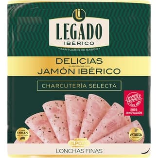 Delicias elaboradas con jamón ibérico en lonchas finas sin gluten envase 130 g -