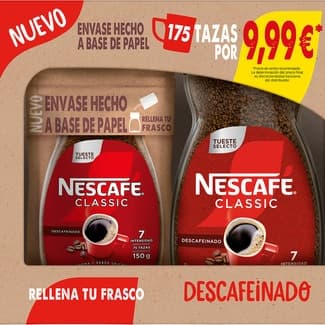Café soluble descafeinado pack 2 frasco 350 g + doypack de 150 g -