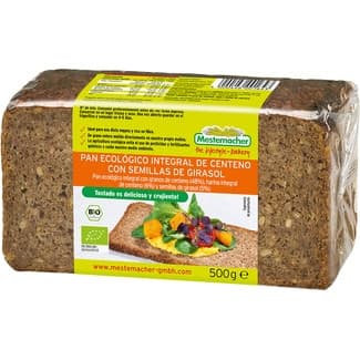 Pan ecológico integral de centeno con semillas de girasol paquete 500 g -
