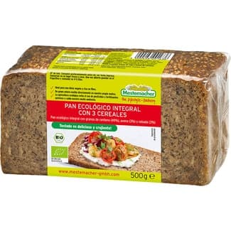 Pan ecológico integral con 3 cereales paquete 500 g -