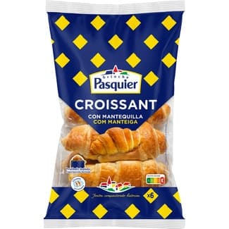 Croissants con mantequilla 6 unidades envasados de 2 en 2 bolsa 240 g -