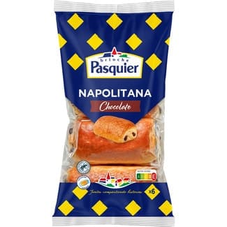 Napolitanas de mantequilla rellenas de chocolate 6 unidades bolsa 270 g envasadas individualmente -