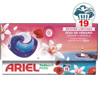 Detergente cápsulas Días de Verano Azahar y Amapola frescor de Lenor Todo en 1 Pods caja 19 cápsulas -