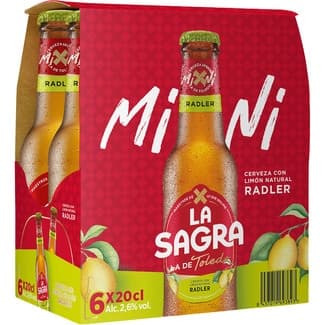 Mini Radler cerveza rubia con limón natural pack 6 botellas 20 cl -