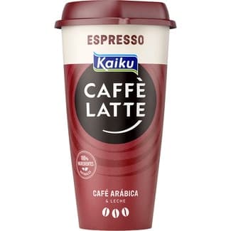Caffé Latte Espresso bebida láctea de café arábica intenso con leche semidesnatada fresca vaso 230 ml sin gluten -