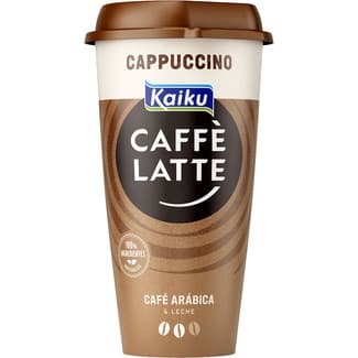 Caffé Latte Cappuccino bebida láctea de café arábica con leche fresca semidesnatada y cacao sin gluten vaso 230 ml -