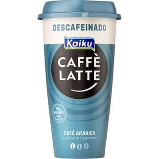 Caffé Latte Descafeinado bebida láctea de café arábica expresso con leche fresca entera vaso 230 ml sin gluten -