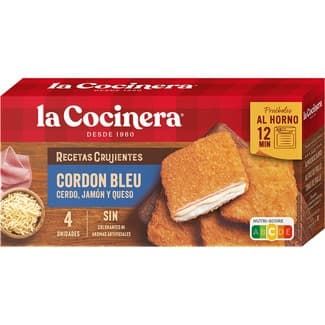 Recetas Crujientes cordon bleu de cerdo jamón y queso 4 unidades estuche 376 g -