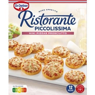 Mini pizzas prosciutto 12 unidades piccolissima estuche 288 g -